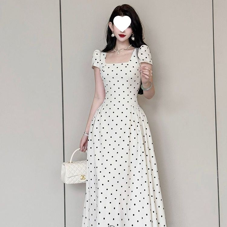 Polka-dot Square-neck Dress