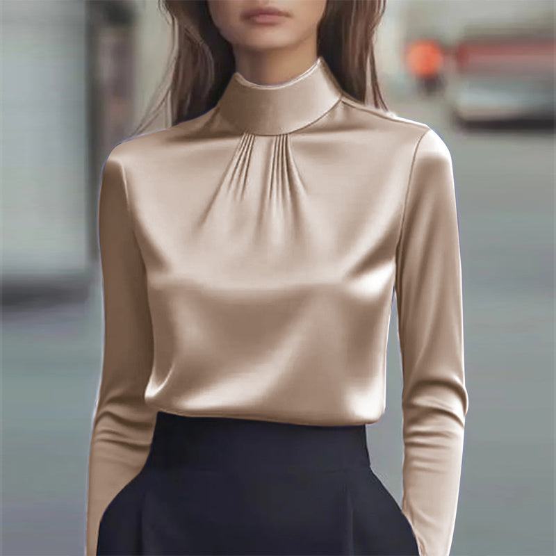Turtleneck Pleated Blouse