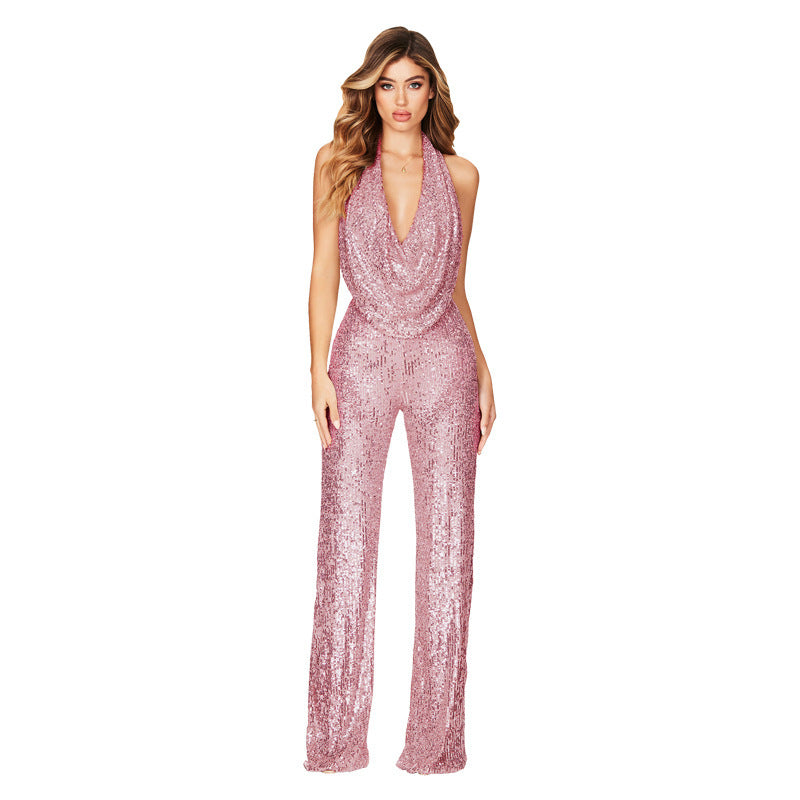 Sequined Halter Jumpsuit