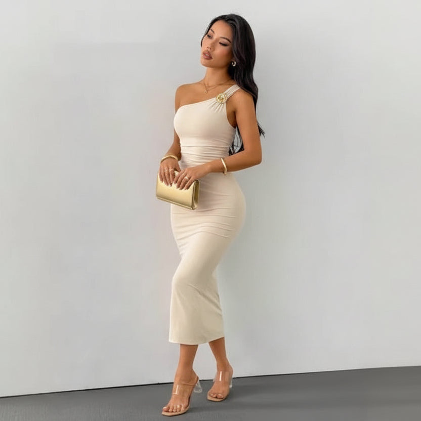 Summer Bodycon Slimming Beige Dress