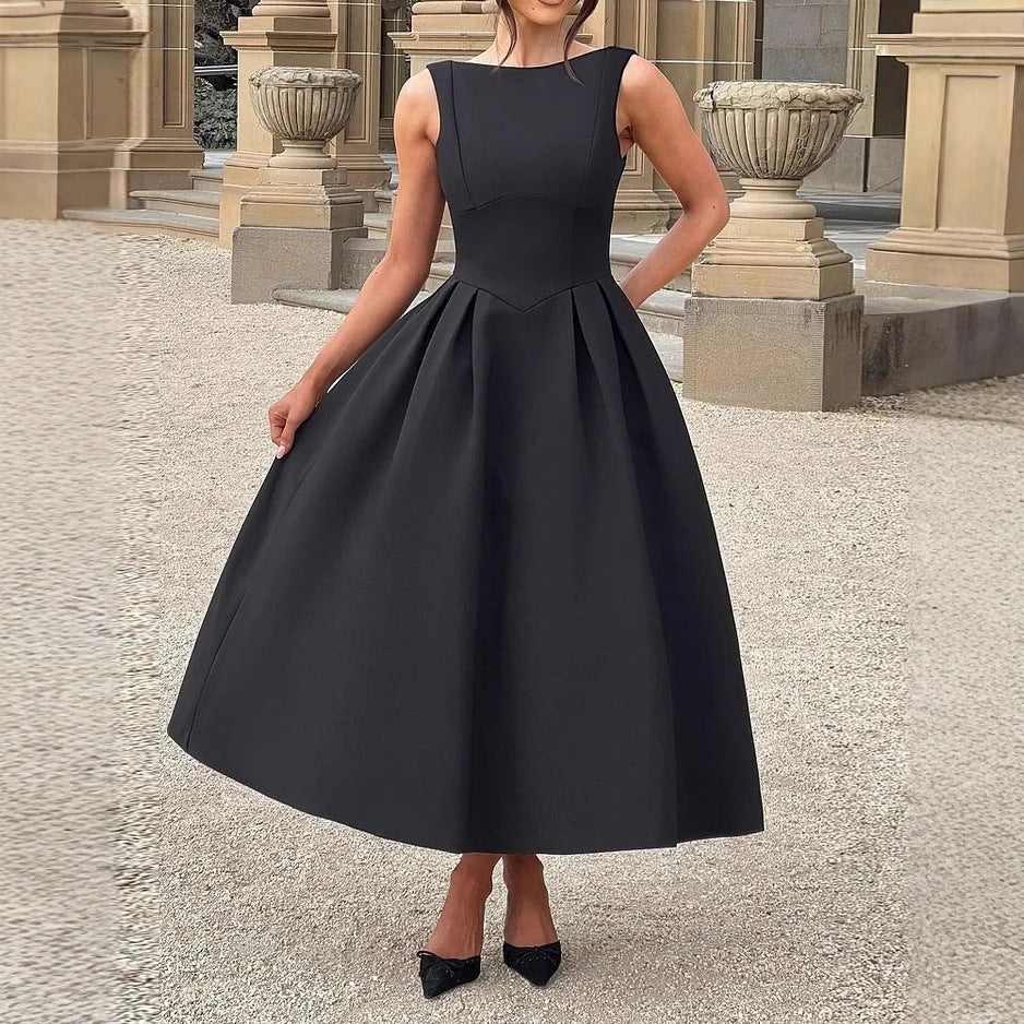Elegant Solid Color Slim Dress