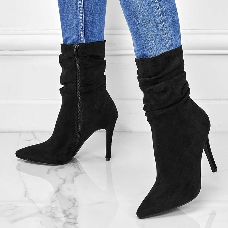 Pointed Toe Stiletto Heel Ankle Boots