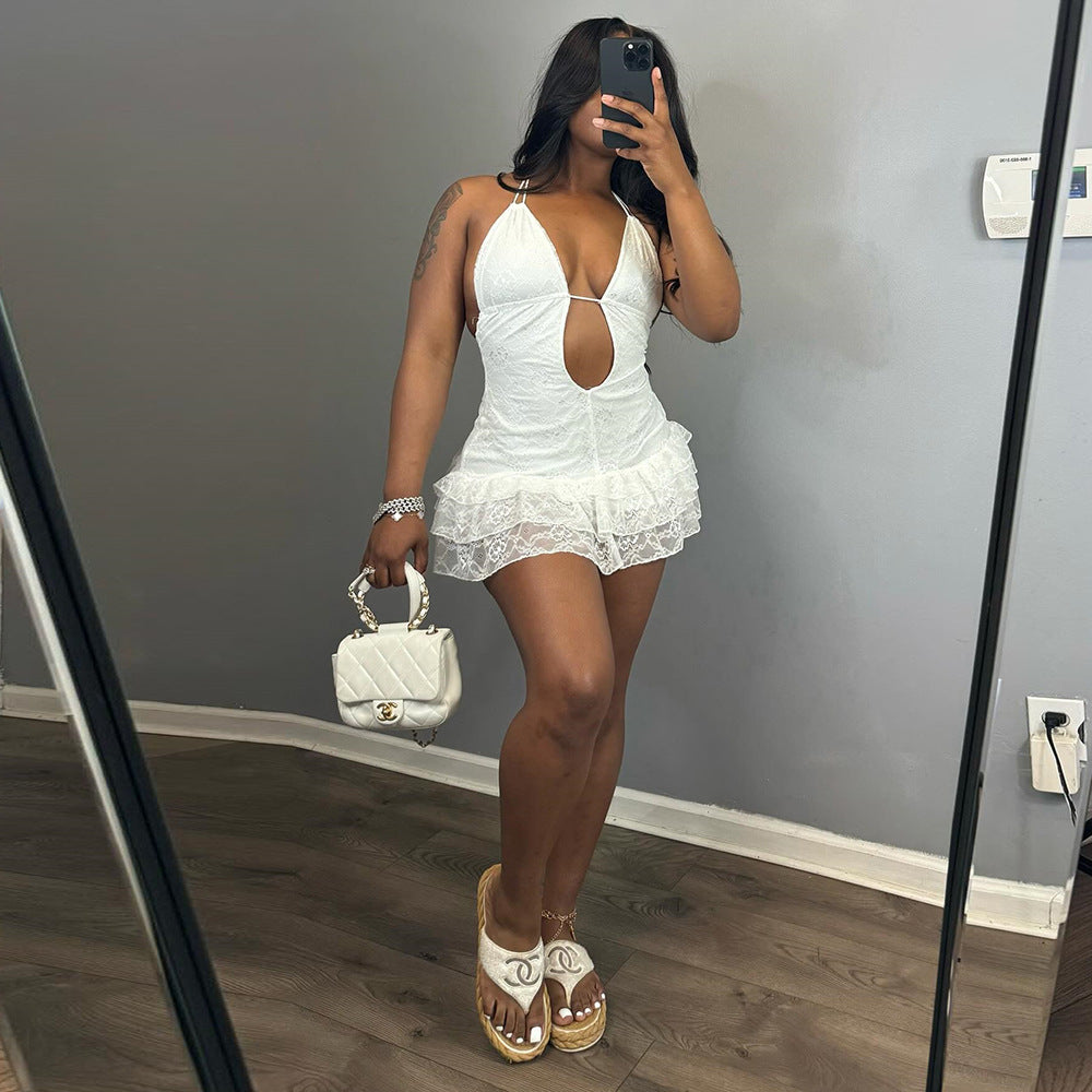 Backless Lace-Up Party Dress