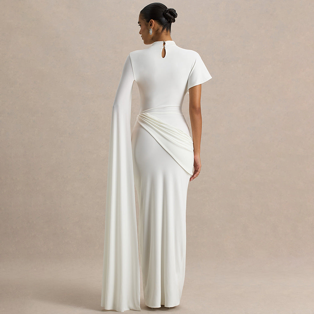 Stylish And Elegant Pleated Ribbon Maxi Dress