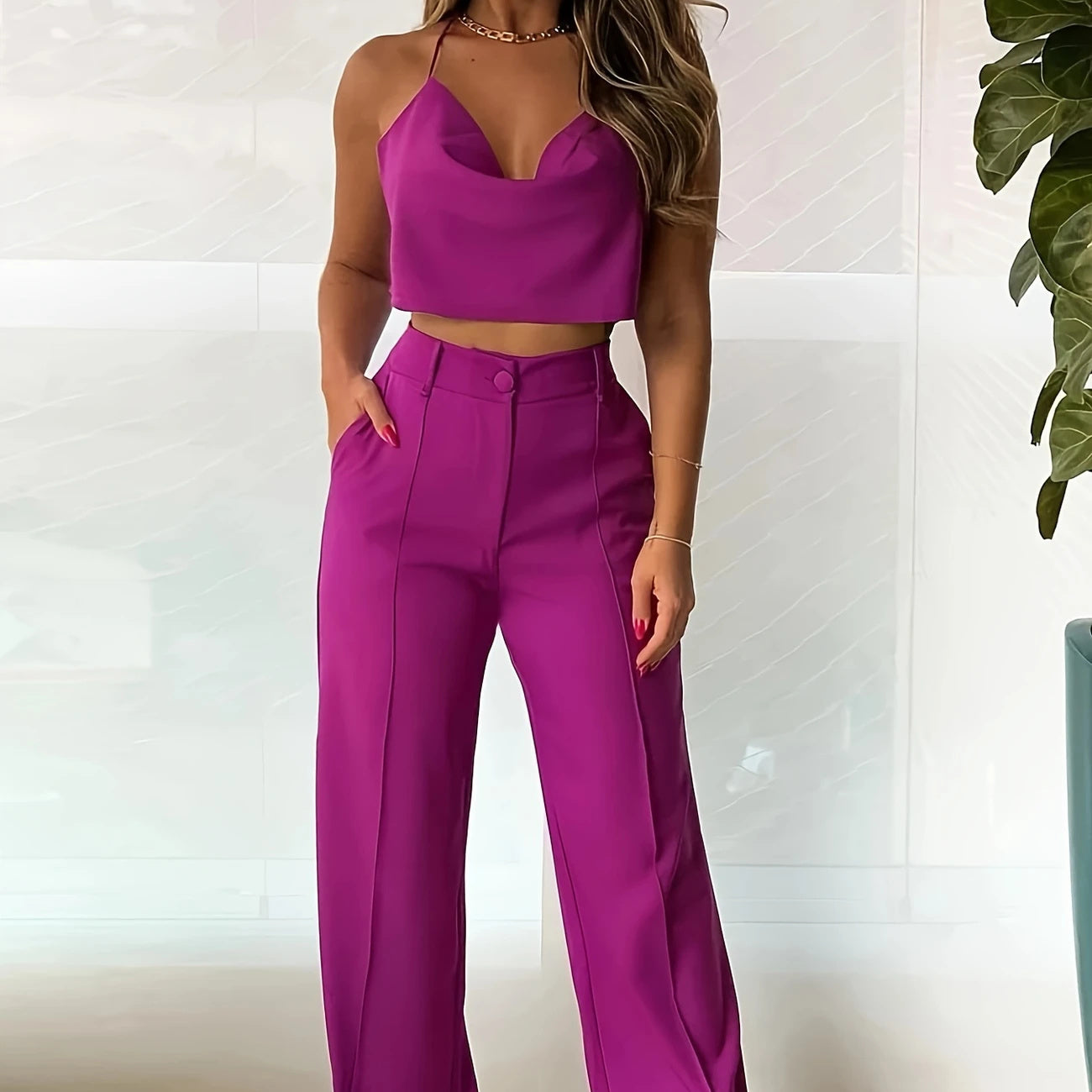 Polyester Women's Fashion Top Set