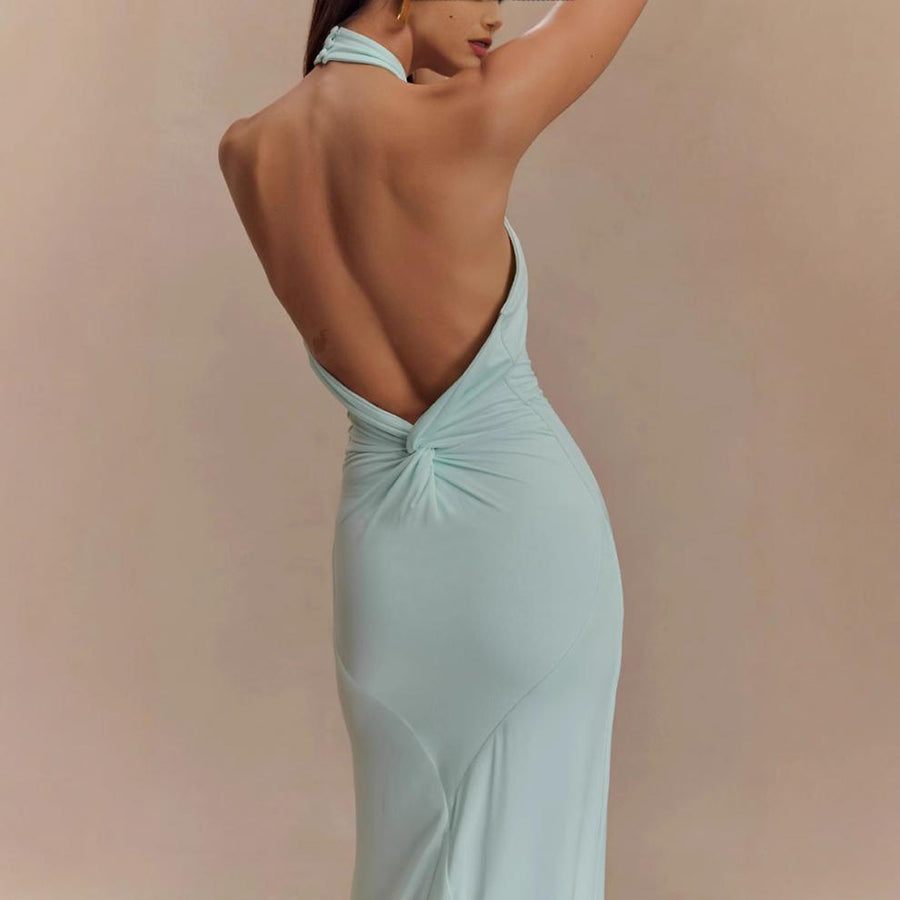 Sexy Backless Halter Bodycon Maxi Dress