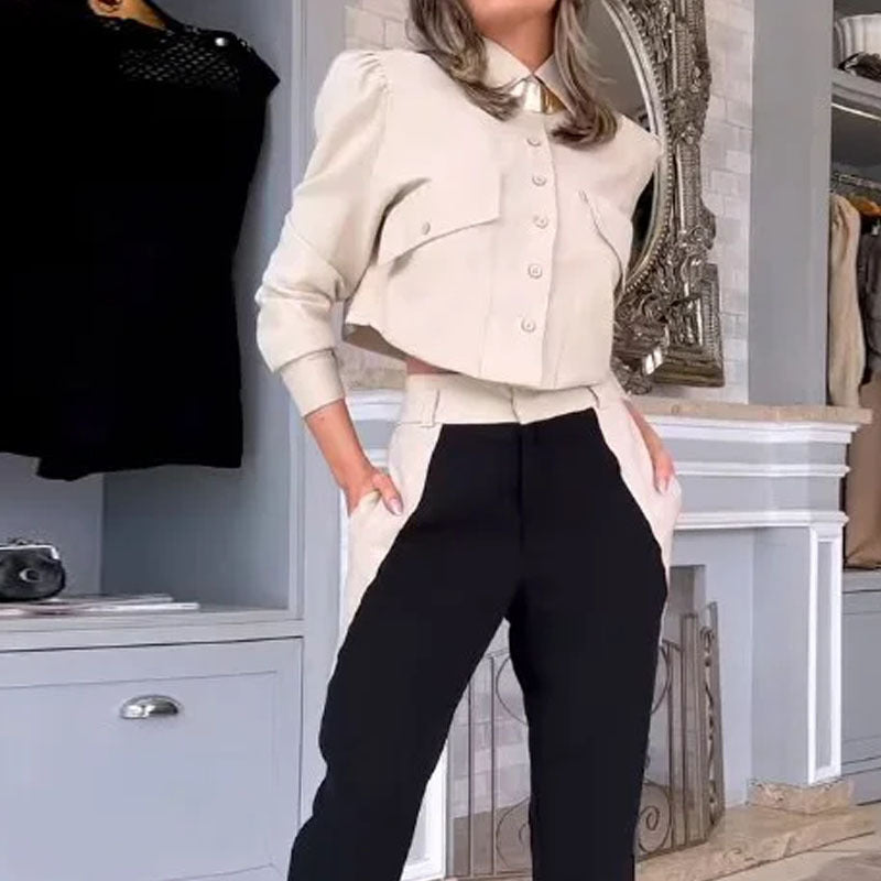 Long Sleeve Blouse Pants Set