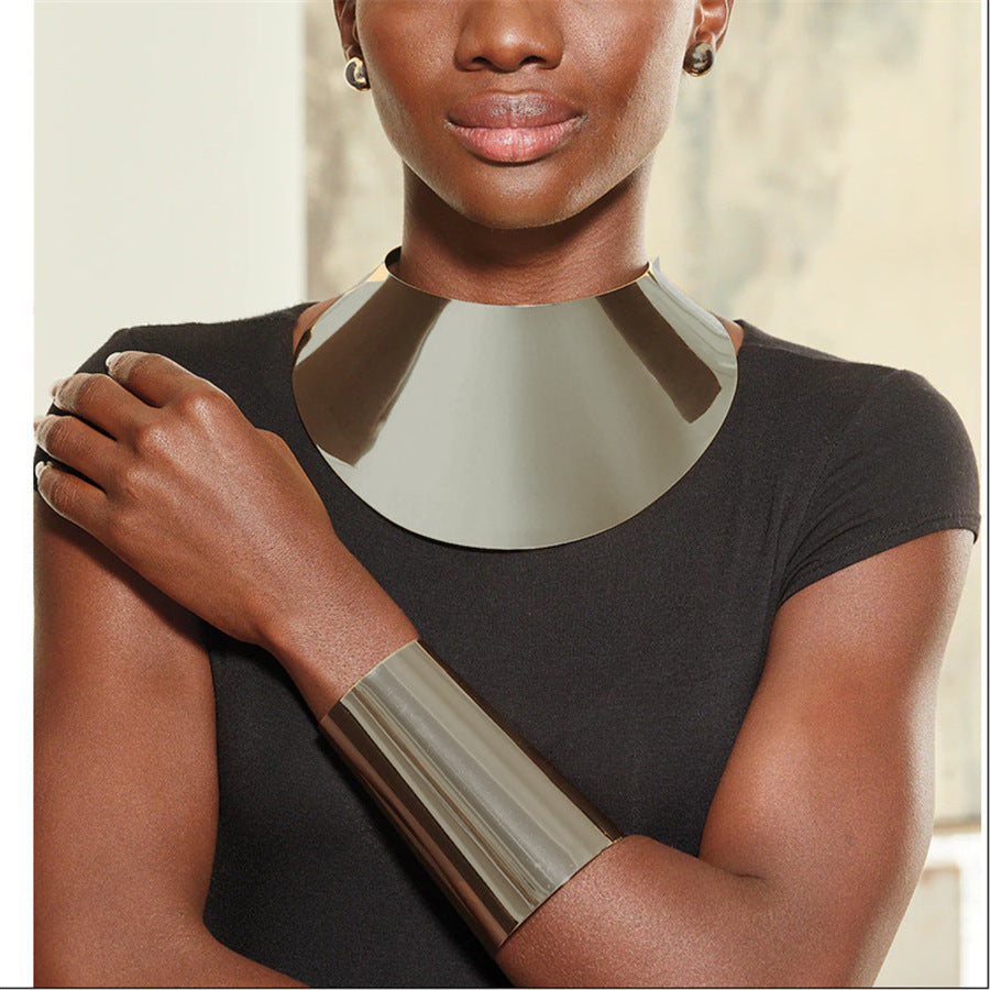 Exaggerated African Metal Choker Necklace