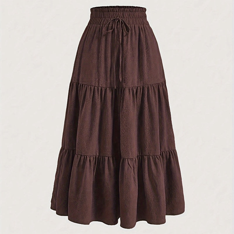 Women’s High-Waist Pleated Midi Skirt with Knot