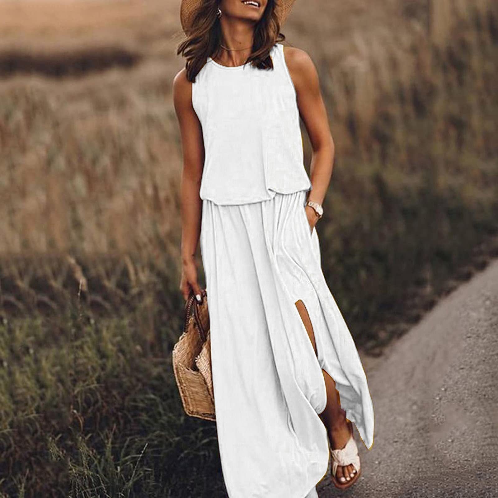 Sleeveless Split Midi Dress
