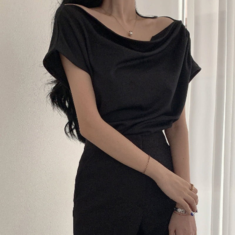 Off-Shoulder Loose Short-Sleeve Top