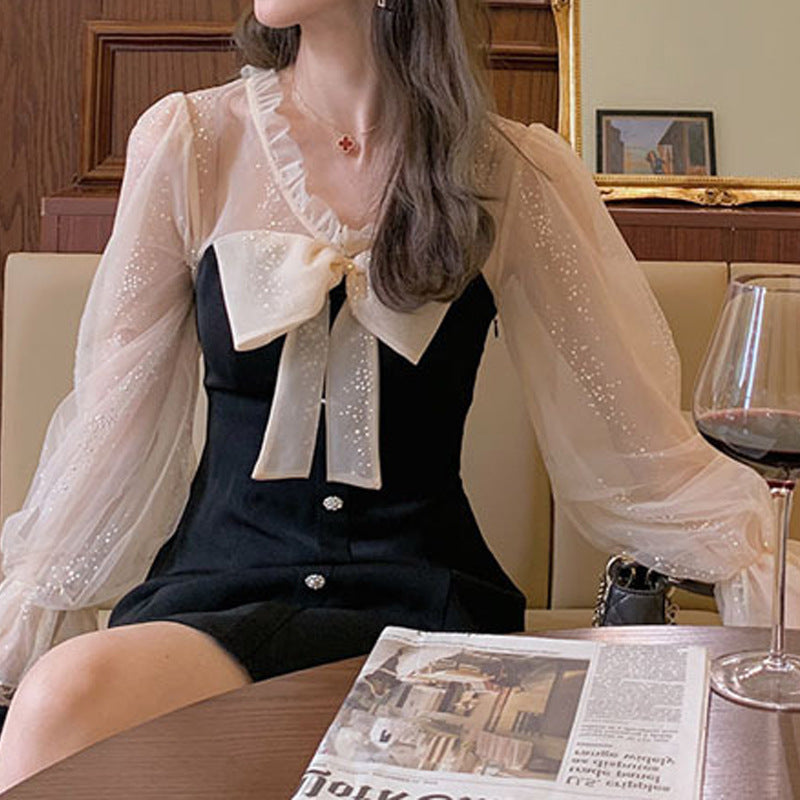 Hepburn Style Black Mini Dress