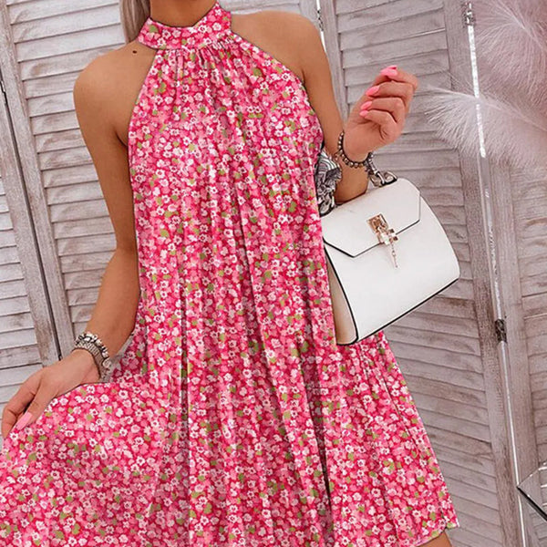 Printed Dress For Woman Halterneck