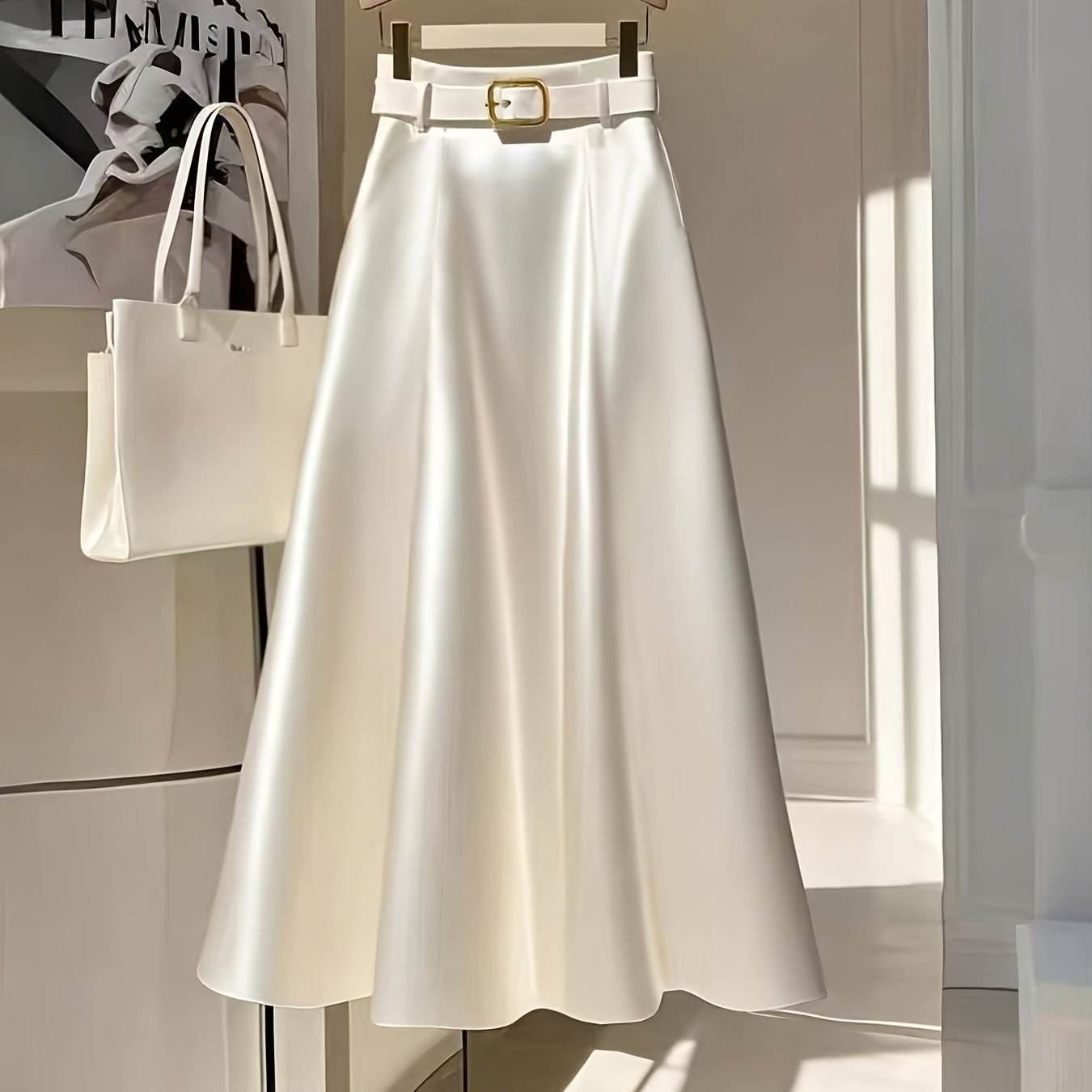 Elegant A-Line Satin Skirt