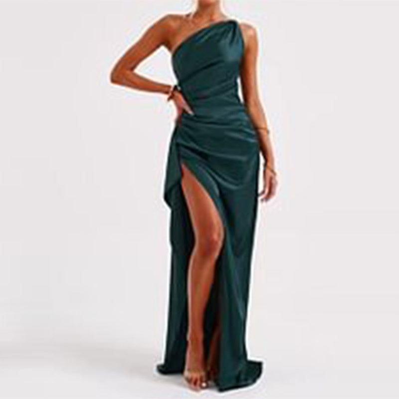 Sexy One-Shoulder Satin