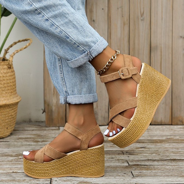 Women Wedge Cross Strap Sandals