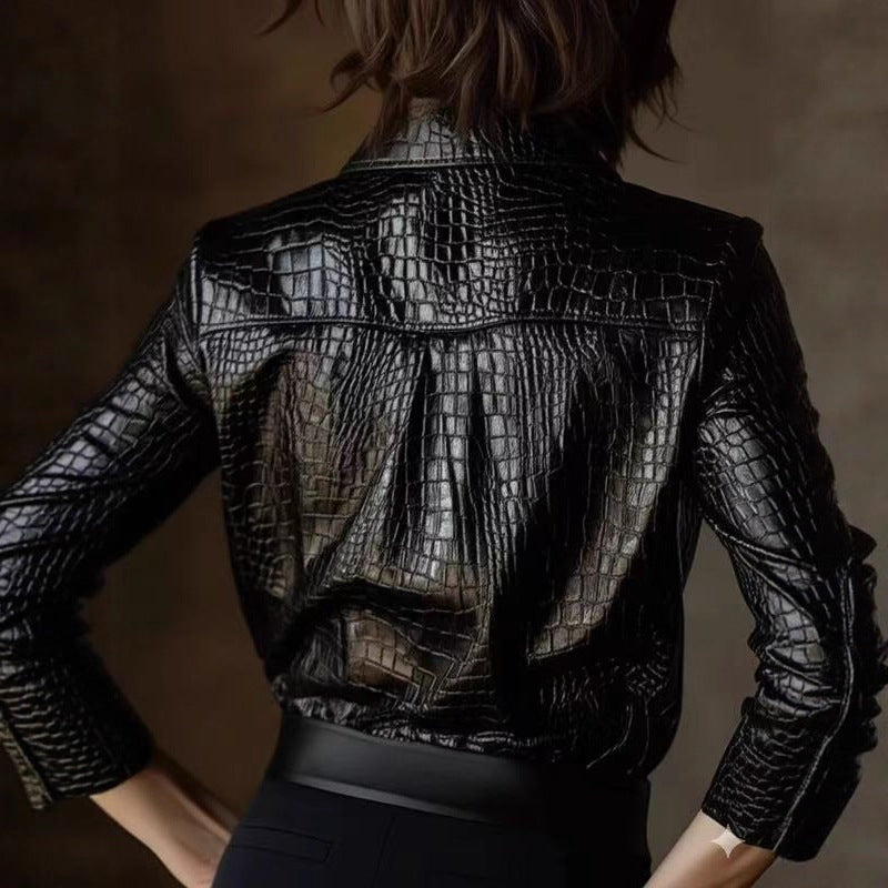 PU Leather Serpentine Top