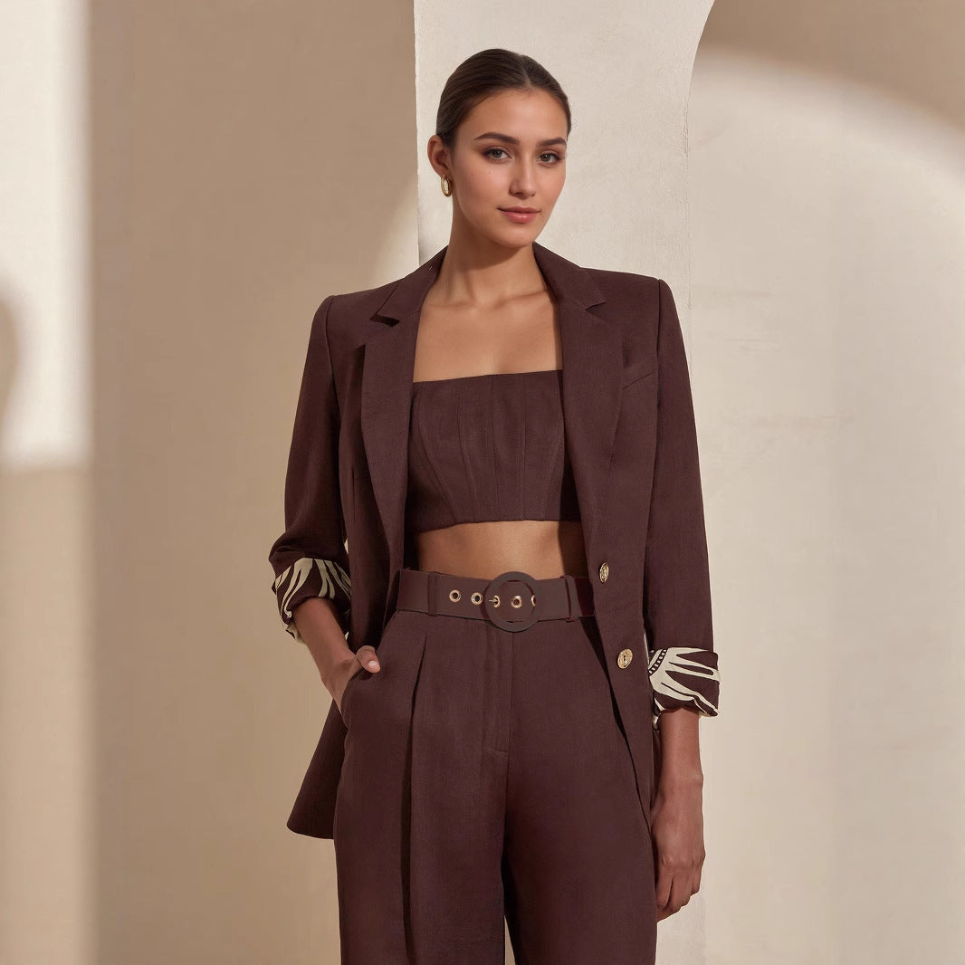 Dark Brown Slim Women's Suit