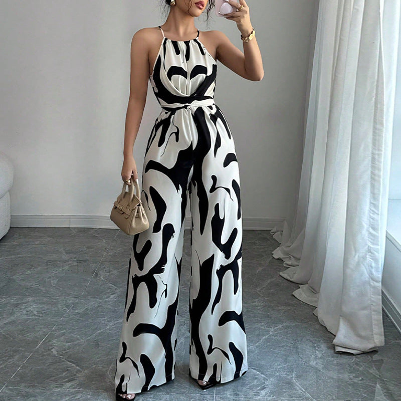 Zebra Print Women's Suspender Jumpsuit