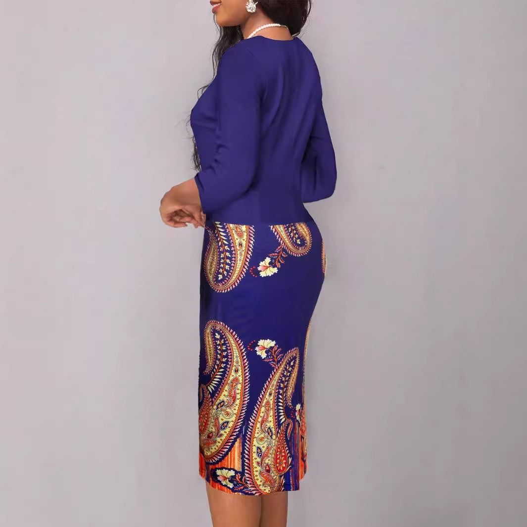 Printed Slim Plus Size Dress