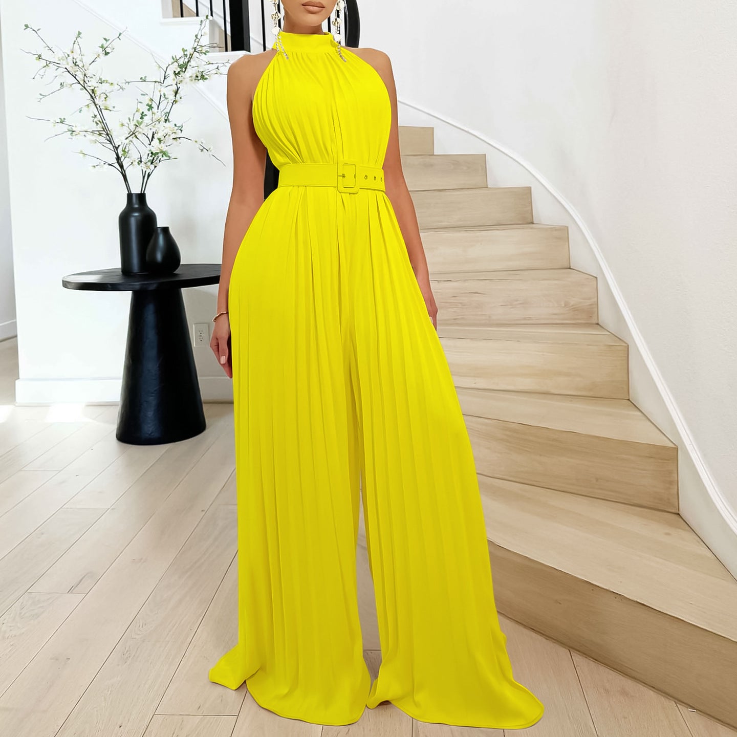 Sexy Sleeveless Wide-Leg Jumpsuit