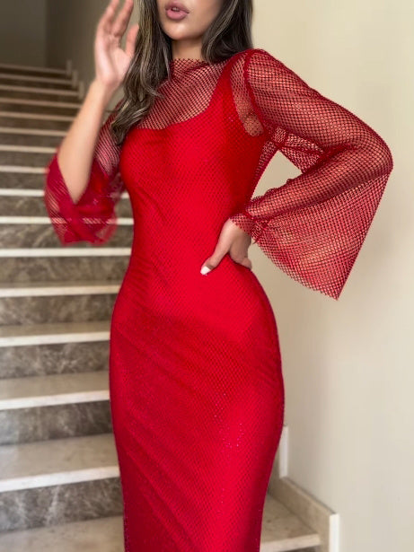 Mesh Two-Piece Maxi Dress