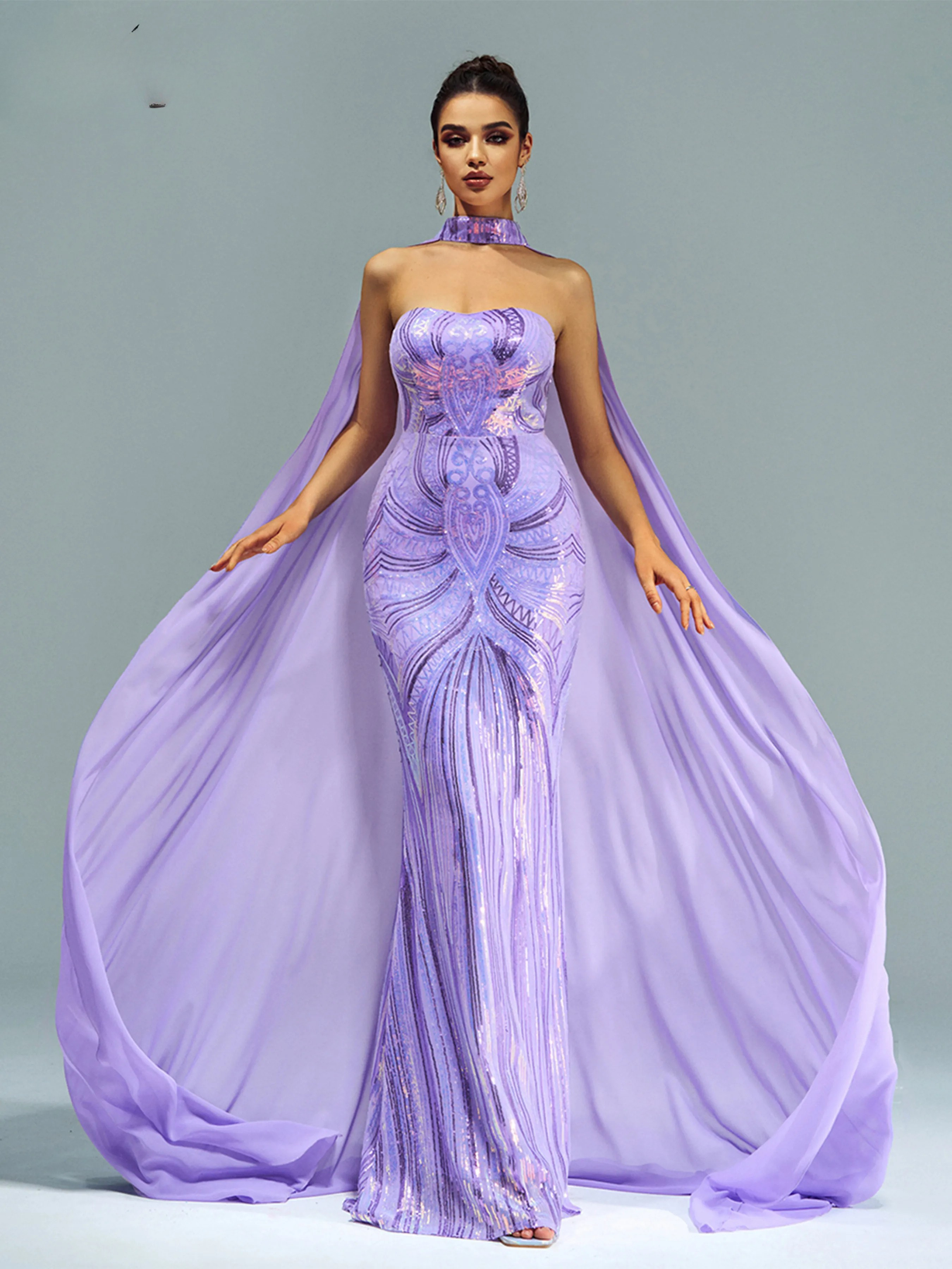 Purple Sequin Mermaid Dress